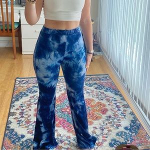 Soft Ribbed Tie Dye Blue Bell Bottom S Pants